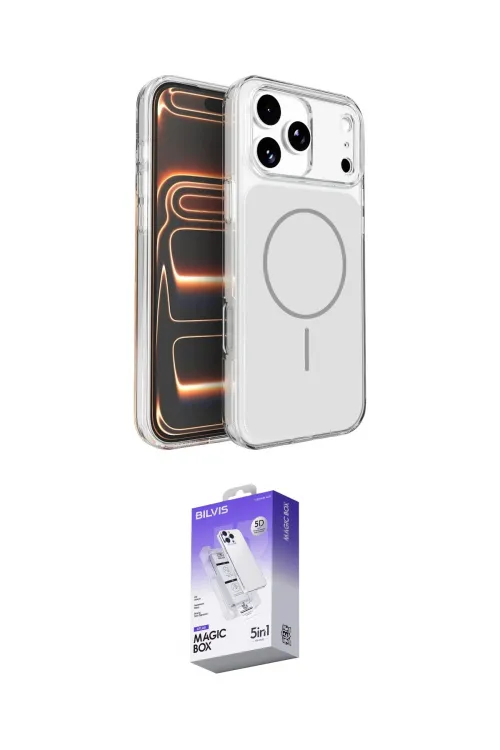 ieg™ iPhone 17 Pro Max Kılıf Kutup Doku Serisi - Siyah Bilvis 5in1 3D Magic Cam Ekran Koruyucu
