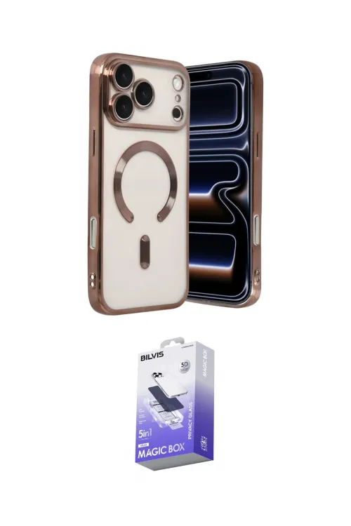 ieg™ iPhone 17 Pro Max Kılıf Nova Işık Özel Seri - Siyah Bilvis 5in1 5D Magic Hayalet Cam Ekran Koruyucu