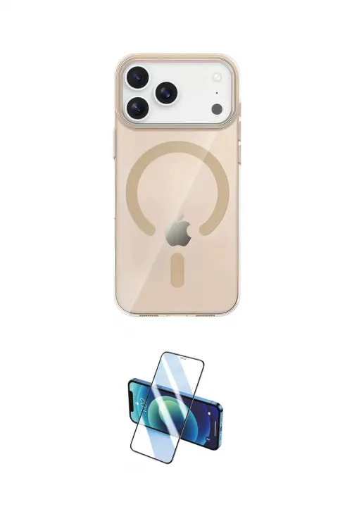 ieg™ iPhone 17 Pro Max Kılıf Pusula Form Özel Seri - Siyah 3D Antistatik Cam Ekran Koruyucu