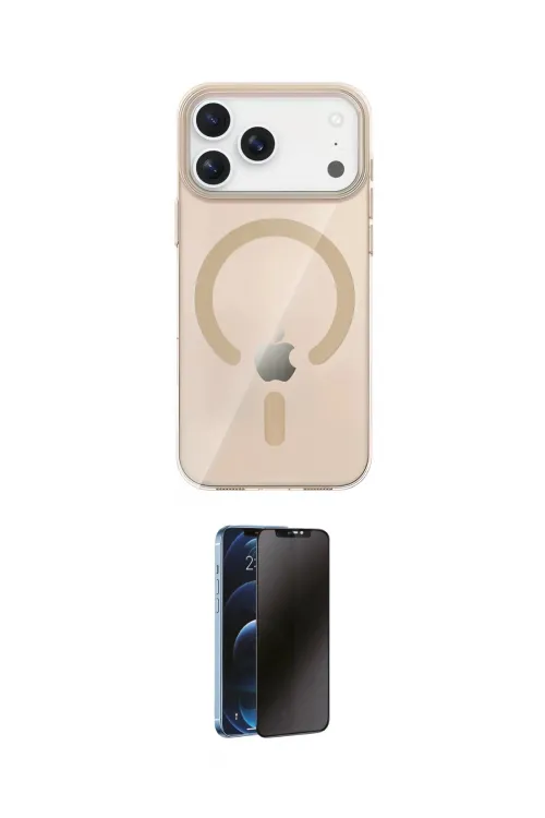 ieg™ iPhone 17 Pro Max Kılıf Pusula Form Özel Seri - Siyah 3D Antistatik Hayalet Cam Ekran Koruyucu