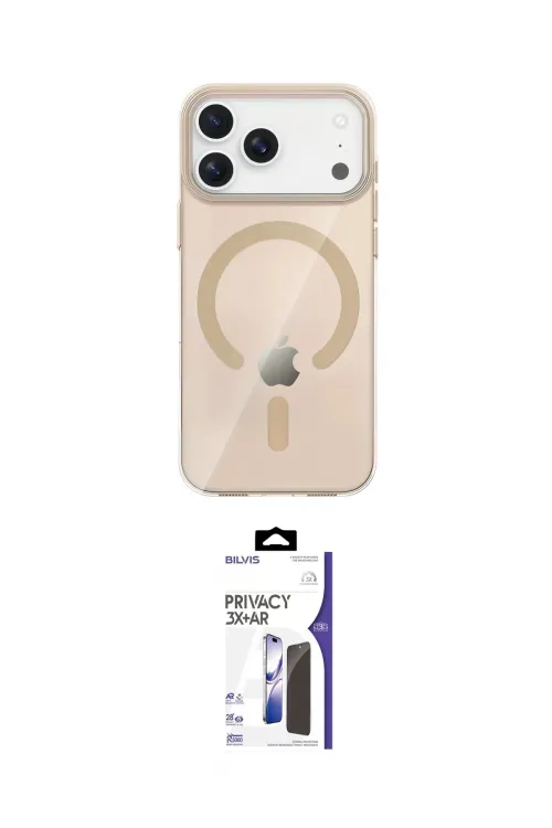 ieg™ iPhone 17 Pro Max Kılıf Pusula Form Özel Seri - Siyah Bilvis 3X AR Hayalet Cam Ekran Koruyucu