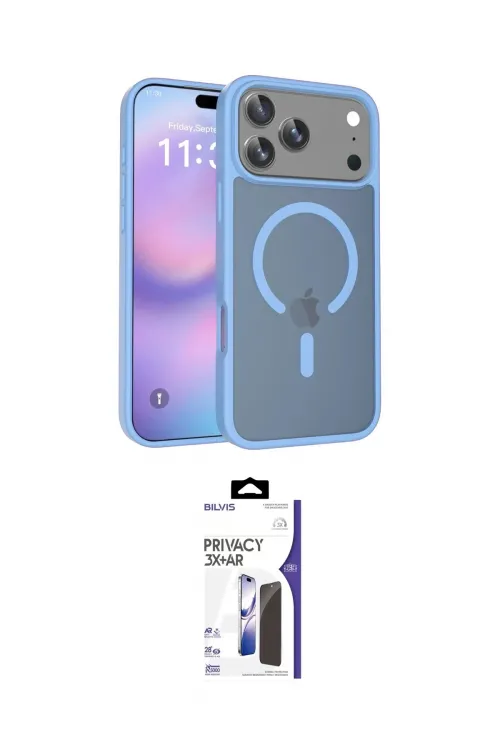 ieg™ iPhone 17 Pro Max Kılıf Siluet Minimal Prime - Siyah Bilvis 3X AR Hayalet Cam Ekran Koruyucu