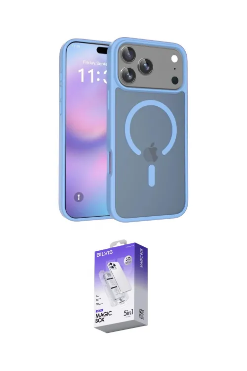 ieg™ iPhone 17 Pro Max Kılıf Siluet Minimal Prime - Siyah Bilvis 5in1 3D Magic Cam Ekran Koruyucu