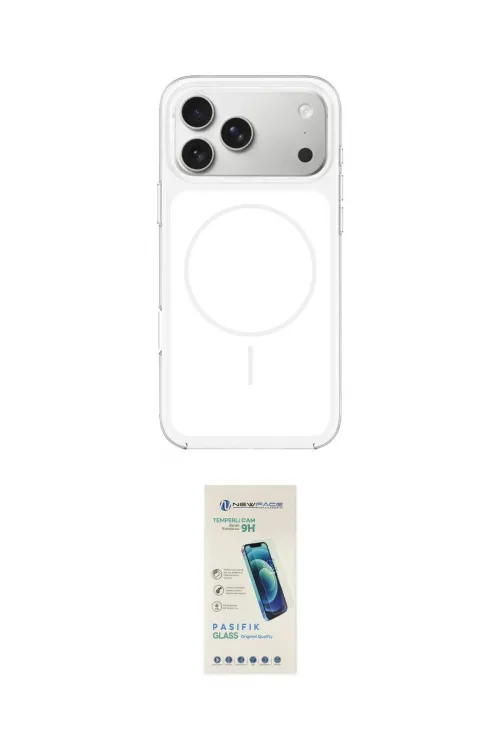 ieg™ iPhone 17 Pro Max Kılıf Yankı Minimal Serisi - Şeffaf Pasifik Cam Ekran Koruyucu