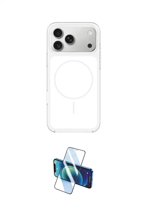ieg™ iPhone 17 Pro Max Kılıf Yankı Minimal Serisi - Siyah 3D Antistatik Cam Ekran Koruyucu