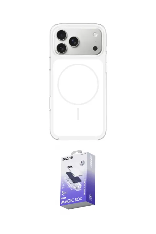 ieg™ iPhone 17 Pro Max Kılıf Yankı Minimal Serisi - Siyah Bilvis 5in1 5D Magic Hayalet Cam Ekran Koruyucu