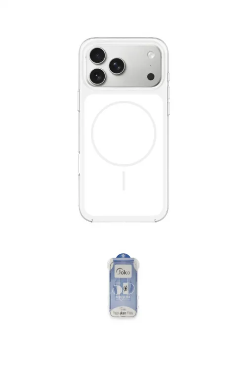 ieg™ iPhone 17 Pro Max Kılıf Yankı Minimal Serisi - Siyah Joko Magic 5D Cam
