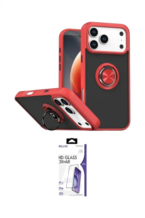 ieg™ iPhone 17 Pro Max Kılıf Yörünge Çizgi - Siyah Bilvis 3X AR HD Cam Ekran Koruyucu