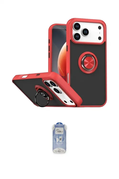 ieg™ iPhone 17 Pro Max Kılıf Yörünge Çizgi - Siyah Joko Magic 5D Cam