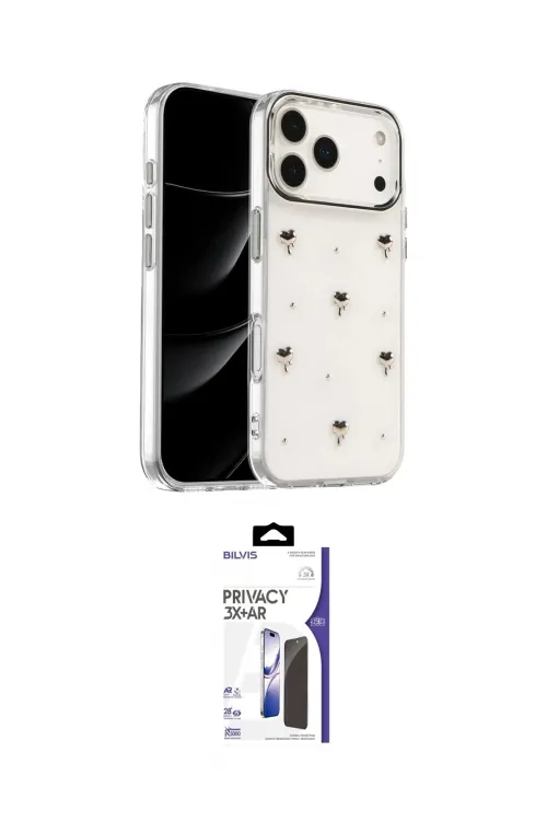 ieg™ iPhone 17 Pro Max Kılıf Yörünge Form - Siyah Bilvis 3X AR Hayalet Cam Ekran Koruyucu