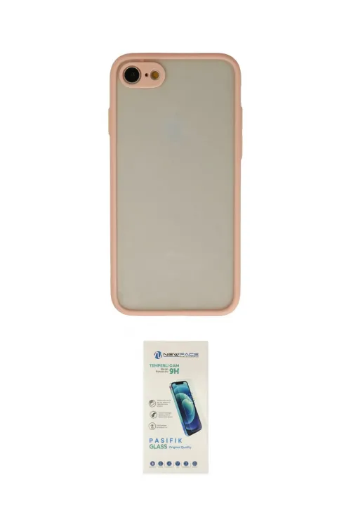ieg™ iPhone 7 Kılıf Ahenk Çizgi Serisi - Şeffaf Pasifik Cam Ekran Koruyucu