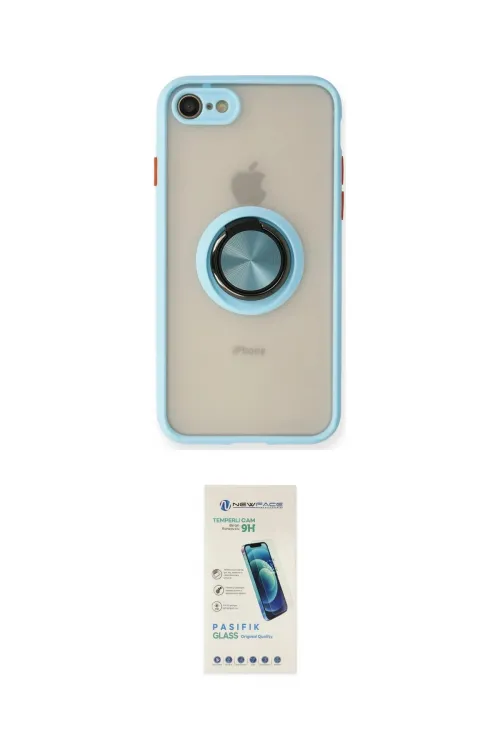 ieg™ iPhone 7 Kılıf Yörünge Çizgi - Şeffaf Pasifik Cam Ekran Koruyucu