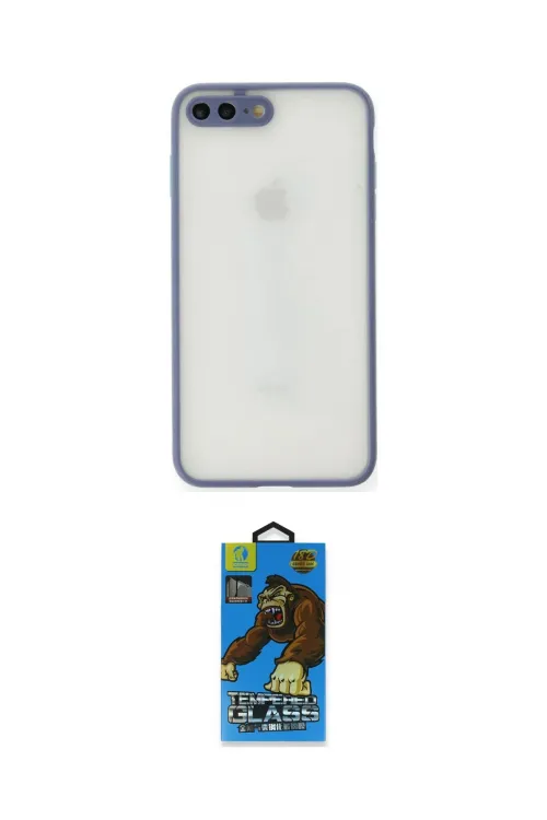 ieg™ iPhone 7 Plus Kılıf Ahenk Çizgi Serisi - Beyaz 18D Cam Ekran Koruyucu