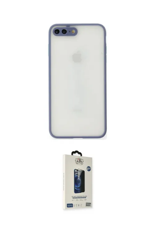 ieg™ iPhone 7 Plus Kılıf Ahenk Çizgi Serisi - Beyaz Bilvis Hayalet Cam Ekran Koruyucu