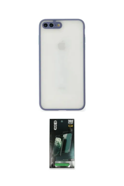 ieg™ iPhone 7 Plus Kılıf Ahenk Çizgi Serisi - Şeffaf 360 Full Body Arka Koruyucu