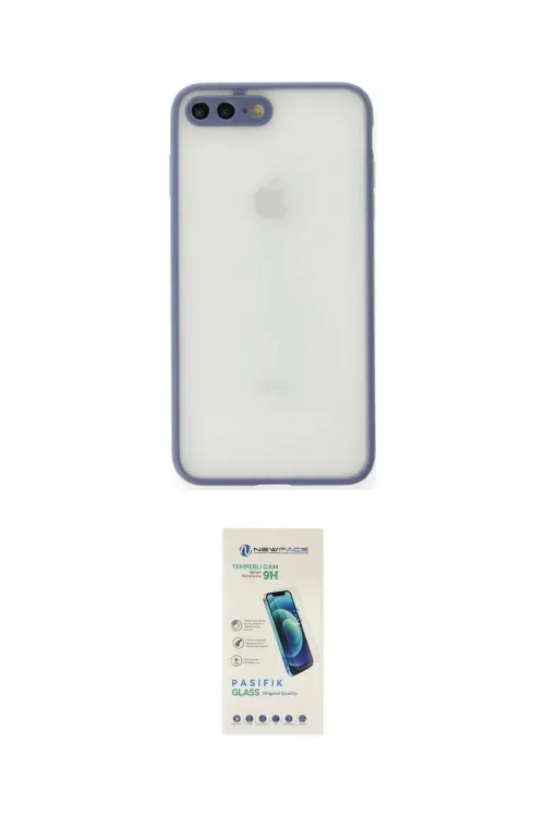 ieg™ iPhone 7 Plus Kılıf Ahenk Çizgi Serisi - Şeffaf Pasifik Cam Ekran Koruyucu