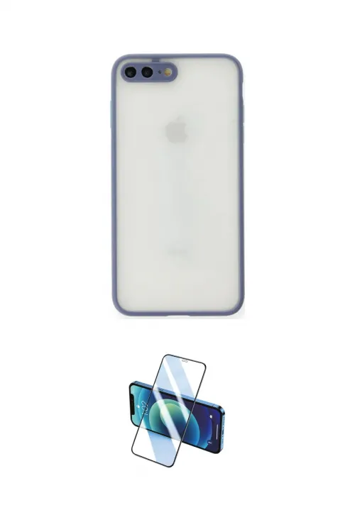 ieg™ iPhone 7 Plus Kılıf Ahenk Çizgi Serisi - Siyah 3D Antistatik Cam Ekran Koruyucu