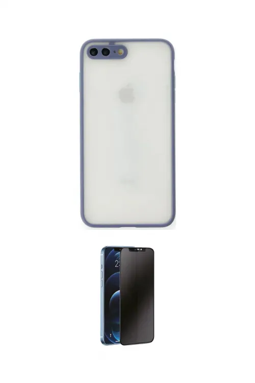 ieg™ iPhone 7 Plus Kılıf Ahenk Çizgi Serisi - Siyah 3D Antistatik Hayalet Cam Ekran Koruyucu