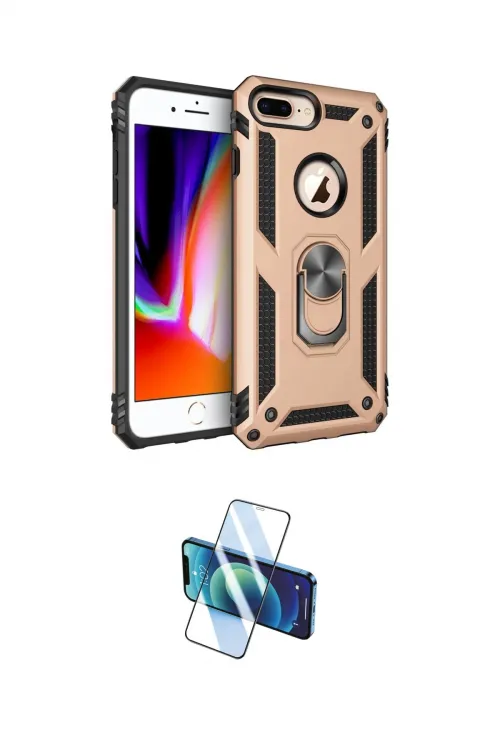 ieg™ iPhone 7 Plus Kılıf Ahenk Klasik Koleksiyonu - Siyah 3D Antistatik Cam Ekran Koruyucu