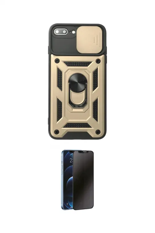 ieg™ iPhone 7 Plus Kılıf Ahenk Klasik - Siyah 3D Antistatik Hayalet Cam Ekran Koruyucu