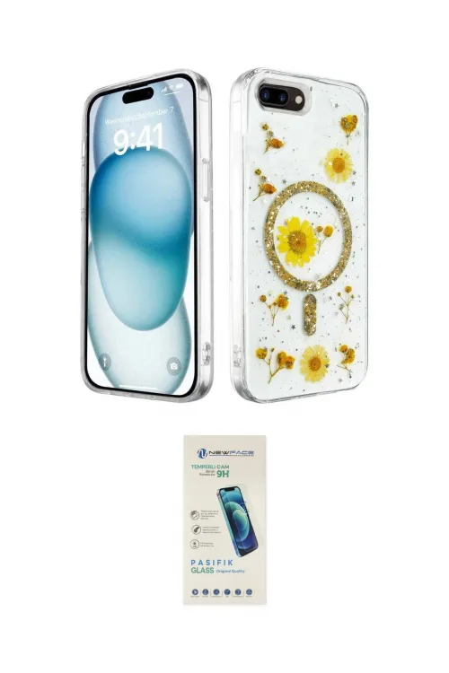 ieg™ iPhone 7 Plus Kılıf Kozmos Doku - Şeffaf Pasifik Cam Ekran Koruyucu