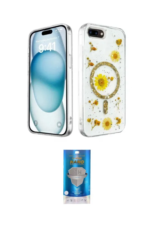 ieg™ iPhone 7 Plus Kılıf Kozmos Doku - Şeffaf Royal Nano Ekran Koruyucu