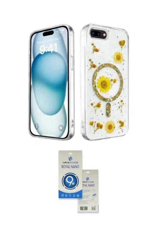 ieg™ iPhone 7 Plus Kılıf Kozmos Doku - Şeffaf Royal Nano Ekran Koruyucu