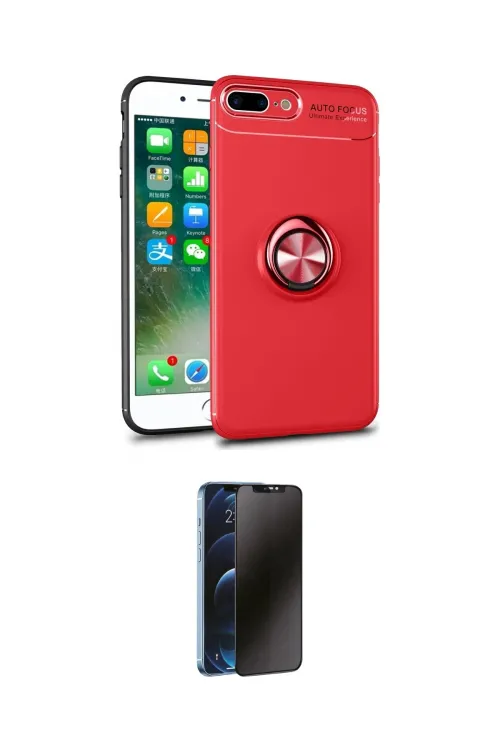 ieg™ iPhone 7 Plus Kılıf Yankı Form Prime - Siyah 3D Antistatik Hayalet Cam Ekran Koruyucu