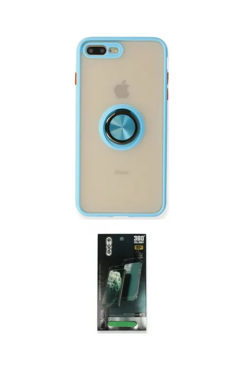 ieg™ iPhone 7 Plus Kılıf Yörünge Çizgi - Şeffaf 360 Full Body Arka Koruyucu