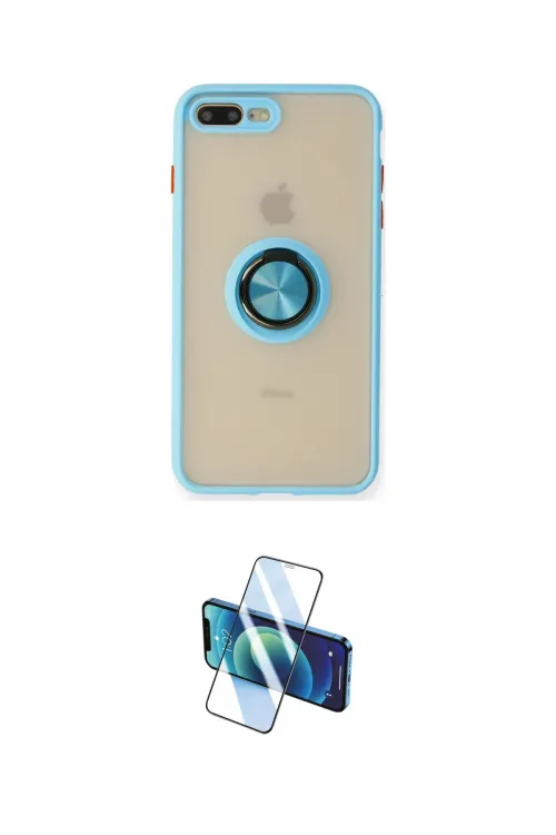ieg™ iPhone 7 Plus Kılıf Yörünge Çizgi - Siyah 3D Antistatik Cam Ekran Koruyucu