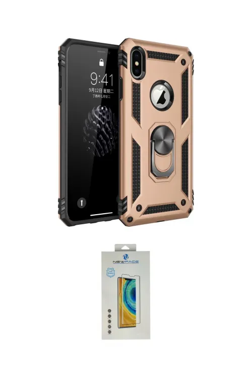 ieg™ iPhone XS Max Kılıf Ahenk Klasik Koleksiyonu - Siyah Polymer Nano Ekran Koruyucu