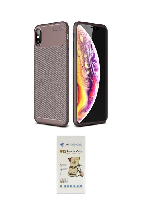 ieg™ iPhone XS Max Kılıf Eksen Form Prime - Siyah Mat Seramik Nano Ekran Koruyucu