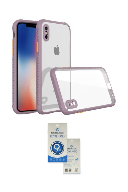 ieg™ iPhone XS Max Kılıf Nova Asil Özel Seri - Şeffaf Royal Nano Ekran Koruyucu