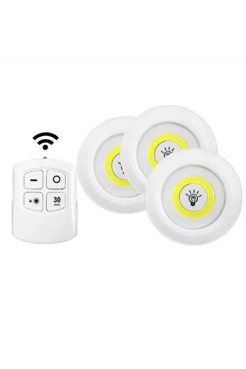 Kablosuz Uzaktan Kumandalı 3 lü Led Lamba Seti