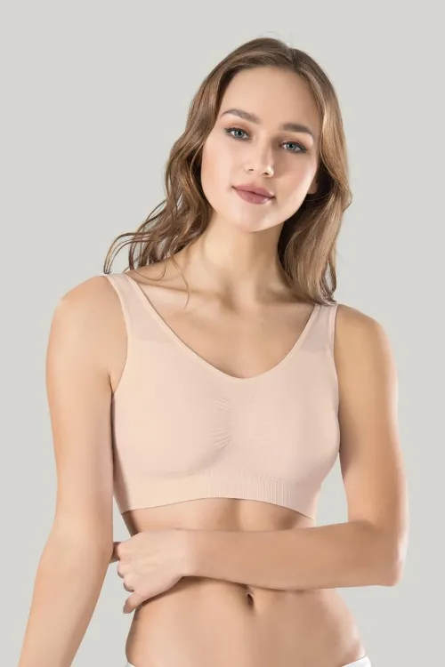 ieg™ Kadın Gri Kalın Askılı Çıkarılabilir Pedli Örme Seamless Dikişsiz Basic Büstiyer