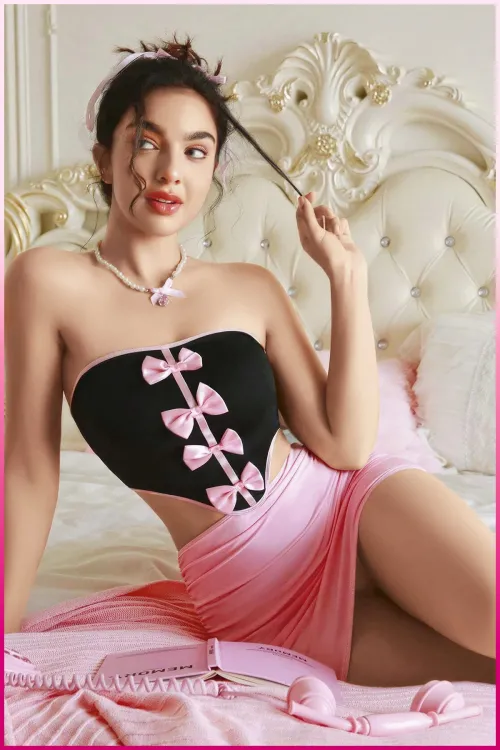 ieg™ Kadın Pembe Fiyonklu Etekli Seksi Kostüm