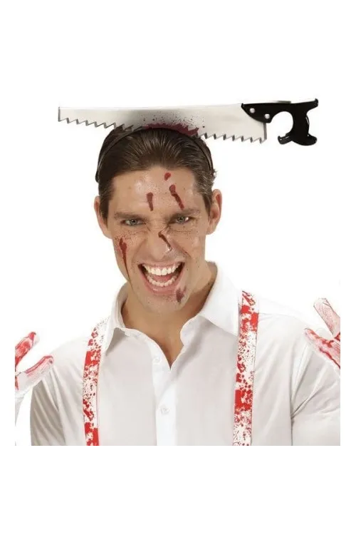 Kafaya Saplanmış Halloween Kanlı Testere Şaka Tacı