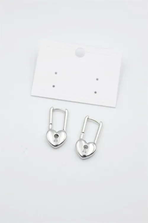 IEG - Kalp Kilit Küpe - Gümüş