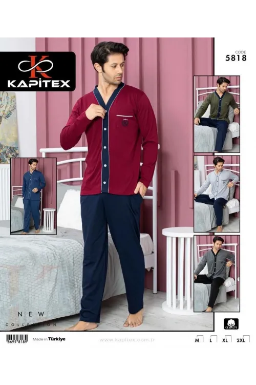 ieg™ Kapitex 5818 Erkek Uzun Kol Patlı Pijama Takımı