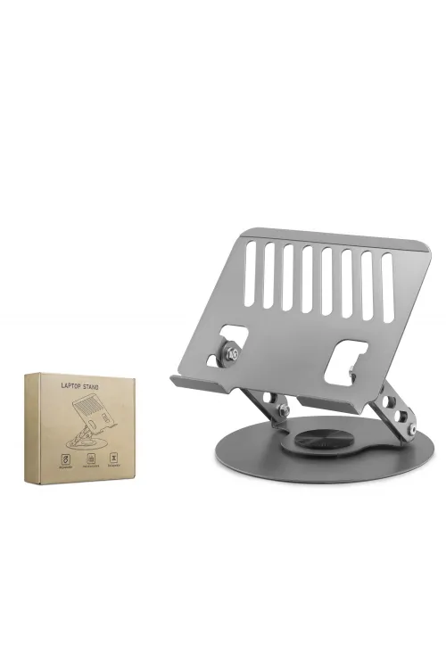 Karbon Çelik 360 Derece Dönebilen Ergonomik Laptop Standi - Gri HDX8018
