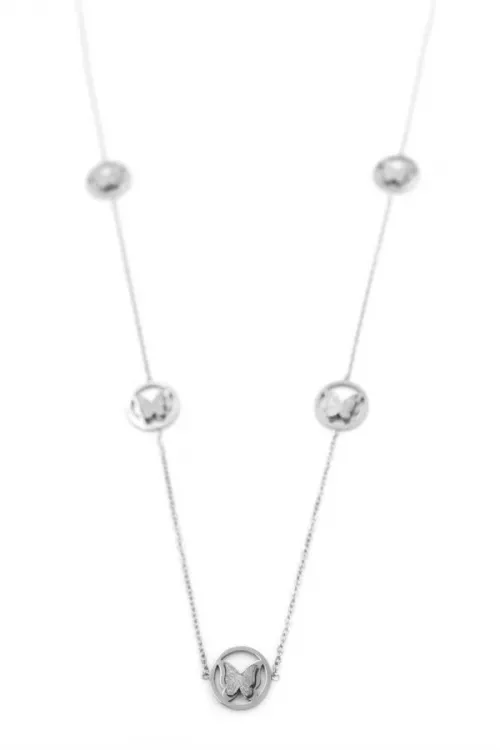 IEG - Kelebek Kolye - 90 Cm - Gümüş