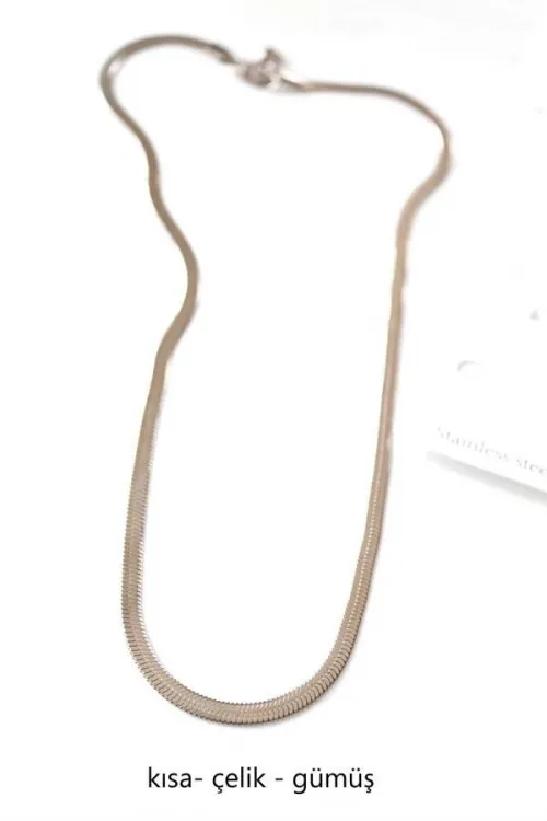 IEG - Kısa İtalyan Çelik Kolye-45 Cm - Gümüş