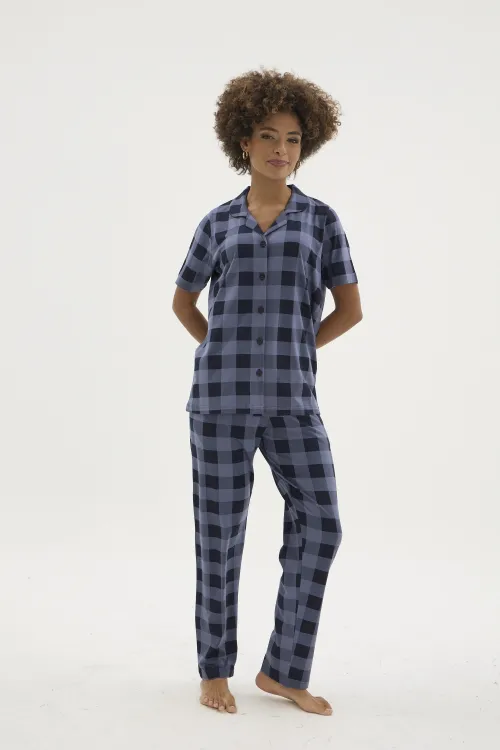 ieg™  KKT-26158K Kadın Apaj Yaka Düğmeli Pijama Takımı