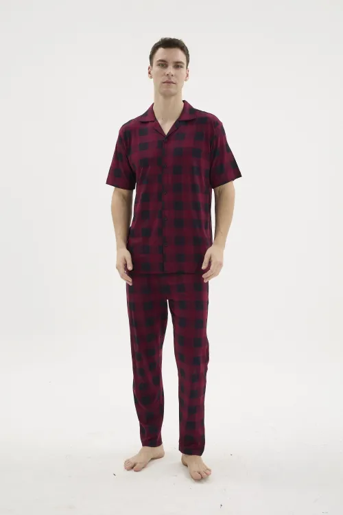 ieg™  KKT-26158 Erkek Apaj Yaka Düğmeli Pijama Takımı