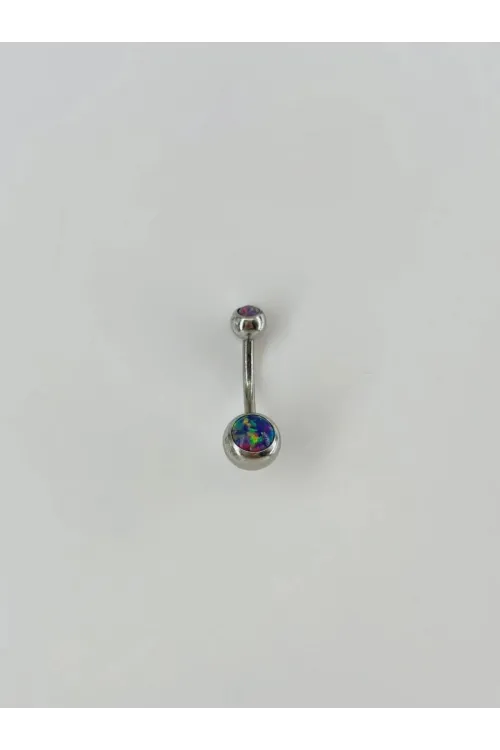 IEG - Koyu Hologram Taş Detaylı Göbek Piercing