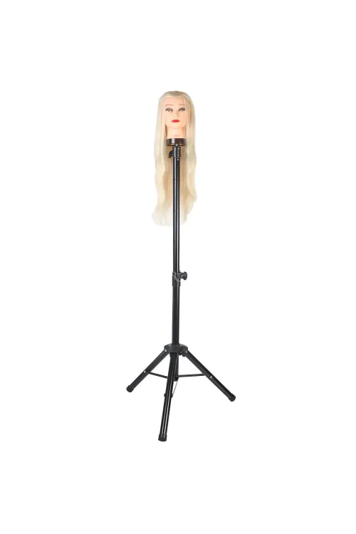 Kuaför Eğitim Mankeni İçin Metal Tripod - Siyah + Taşıma Çantası