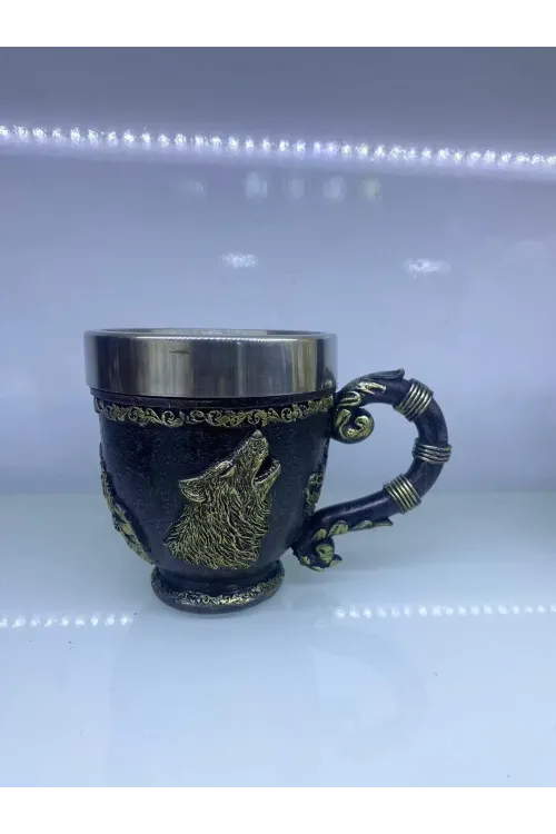 Kurt işlemeli Çelik Kupa Kod 6922