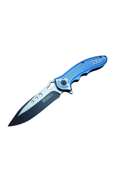 ieg™ Lanmark T60B Kamp Çakı 20 cm - Mavi Sap, Otomatik, Kemerlikli