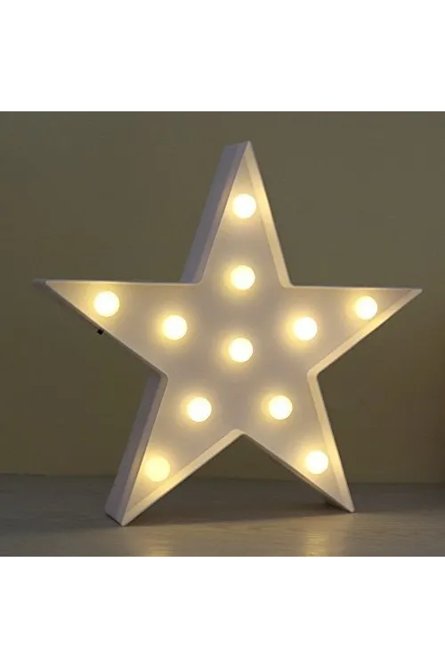 Led Işıklı Beyaz Yıldız Gece Lambası