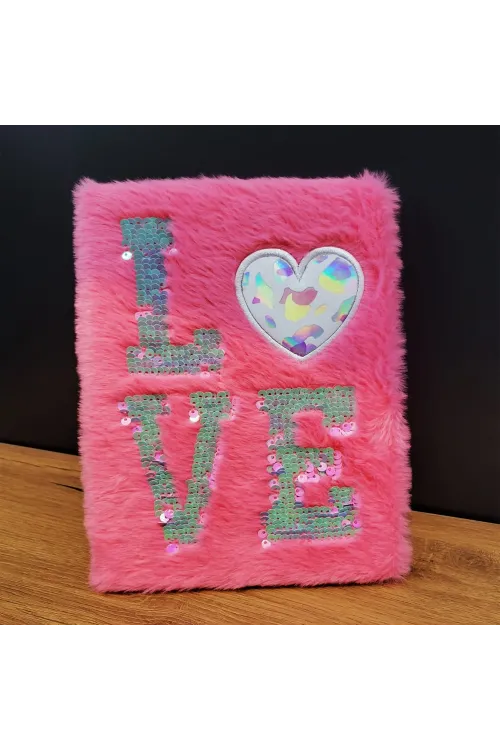 Love Tasarımlı Peluş Defter